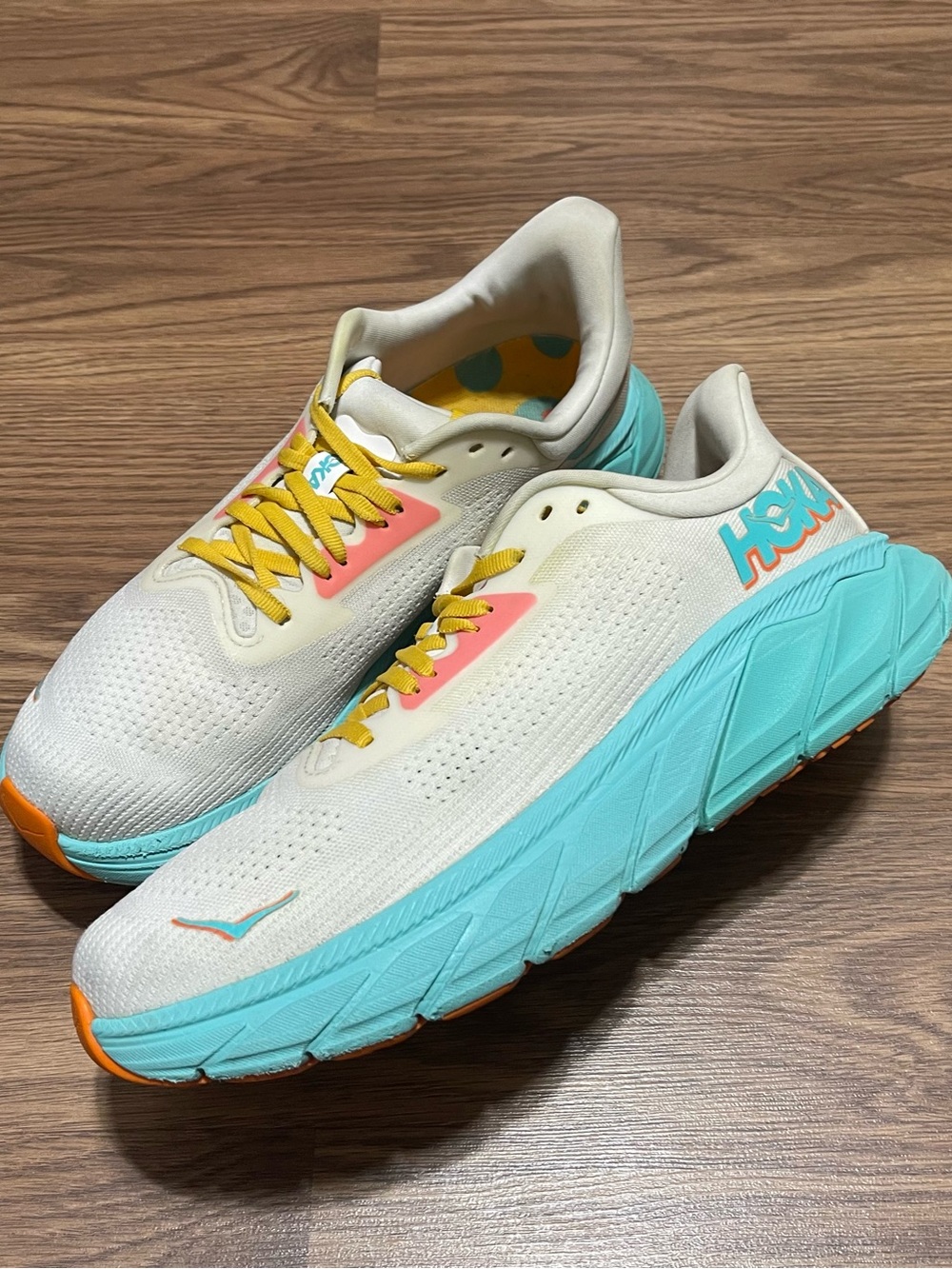 Hoka One One Kids Sneakers White Turquoise Coral Yellow